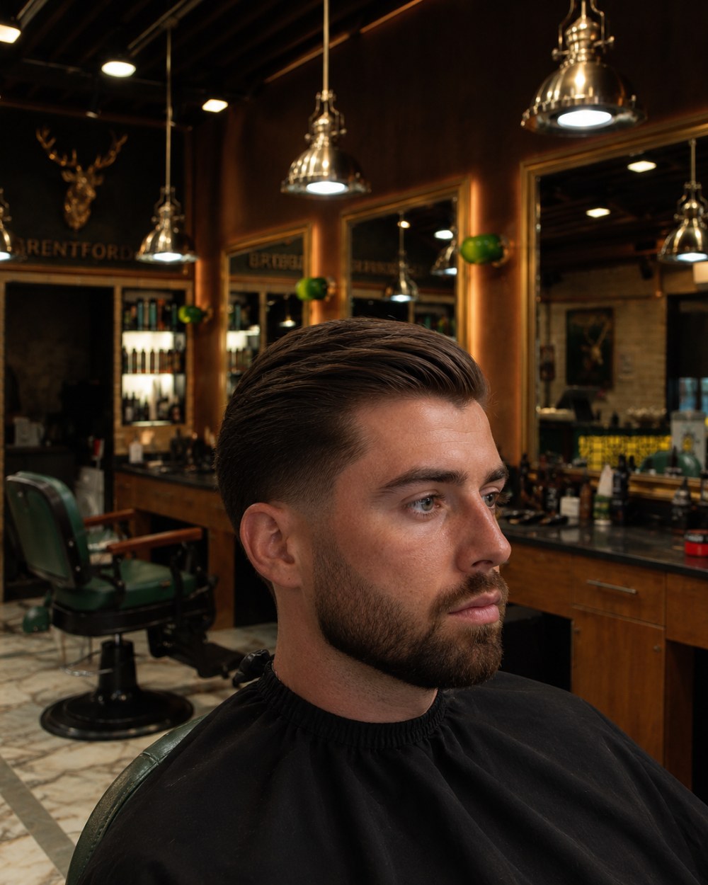 A scissor beard trim at Crew Barbers