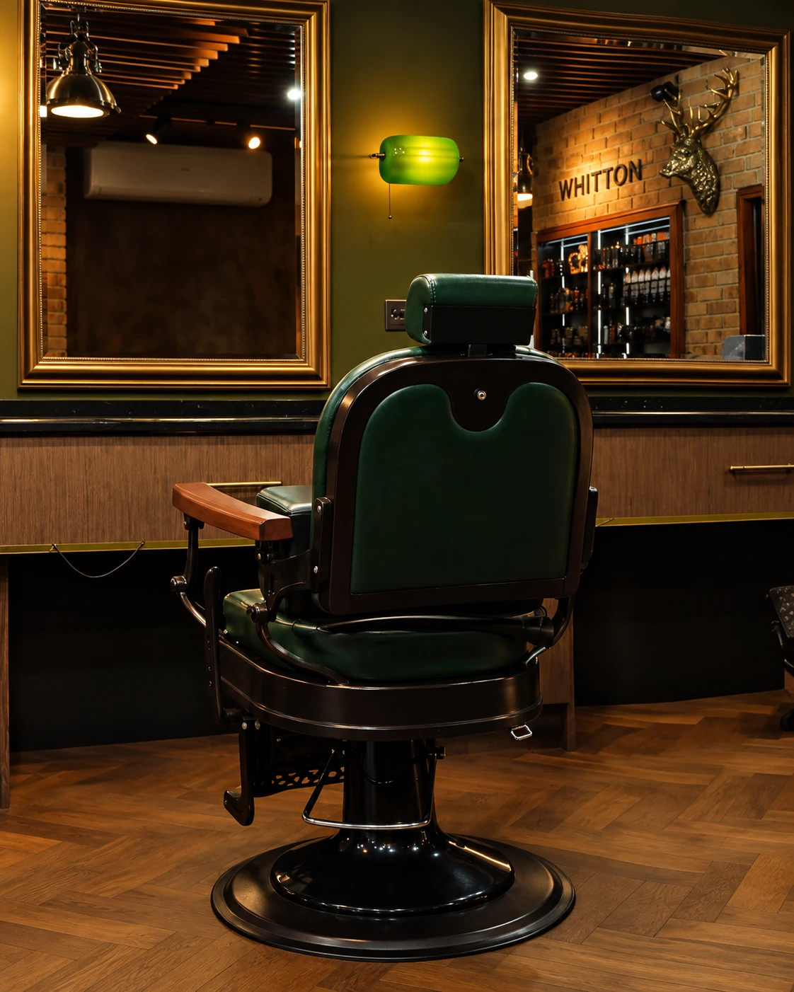 A Crew barber chair, rear view, at the Whitton shop